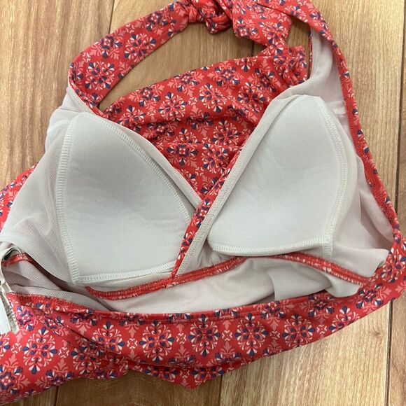 L.L. Bean UPF 50+ Pink Tankini Size 6 Reg Ruched Halter Swim Geometric Pattern - Picture 8 of 8